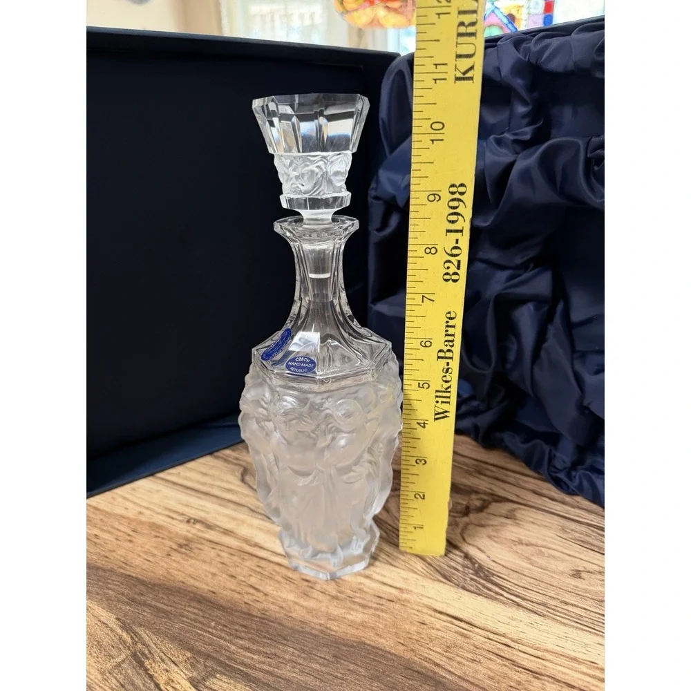 Bohemia Crystal Czech Hand Made Bacchantes Decanter Set 7 Piece W/ Original Box